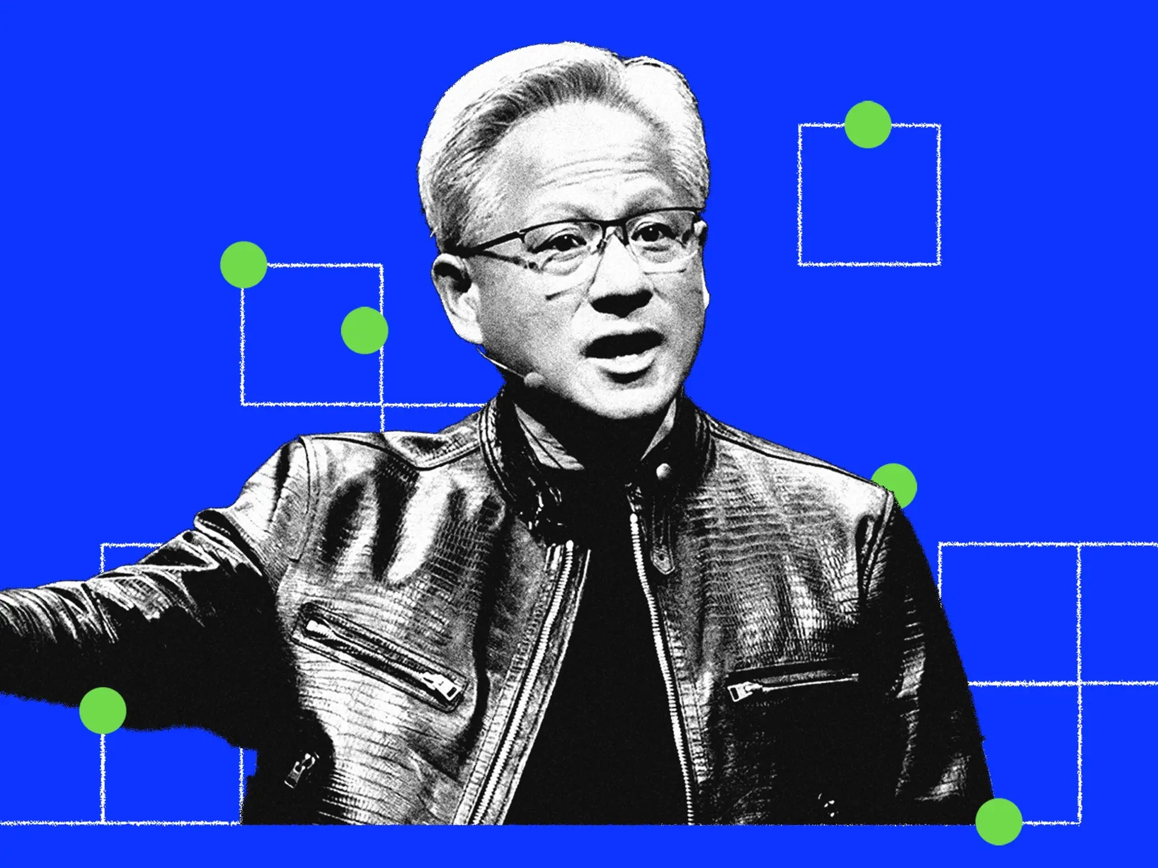 Una ilustración de Jensen Huang, CEO de Nvidia.