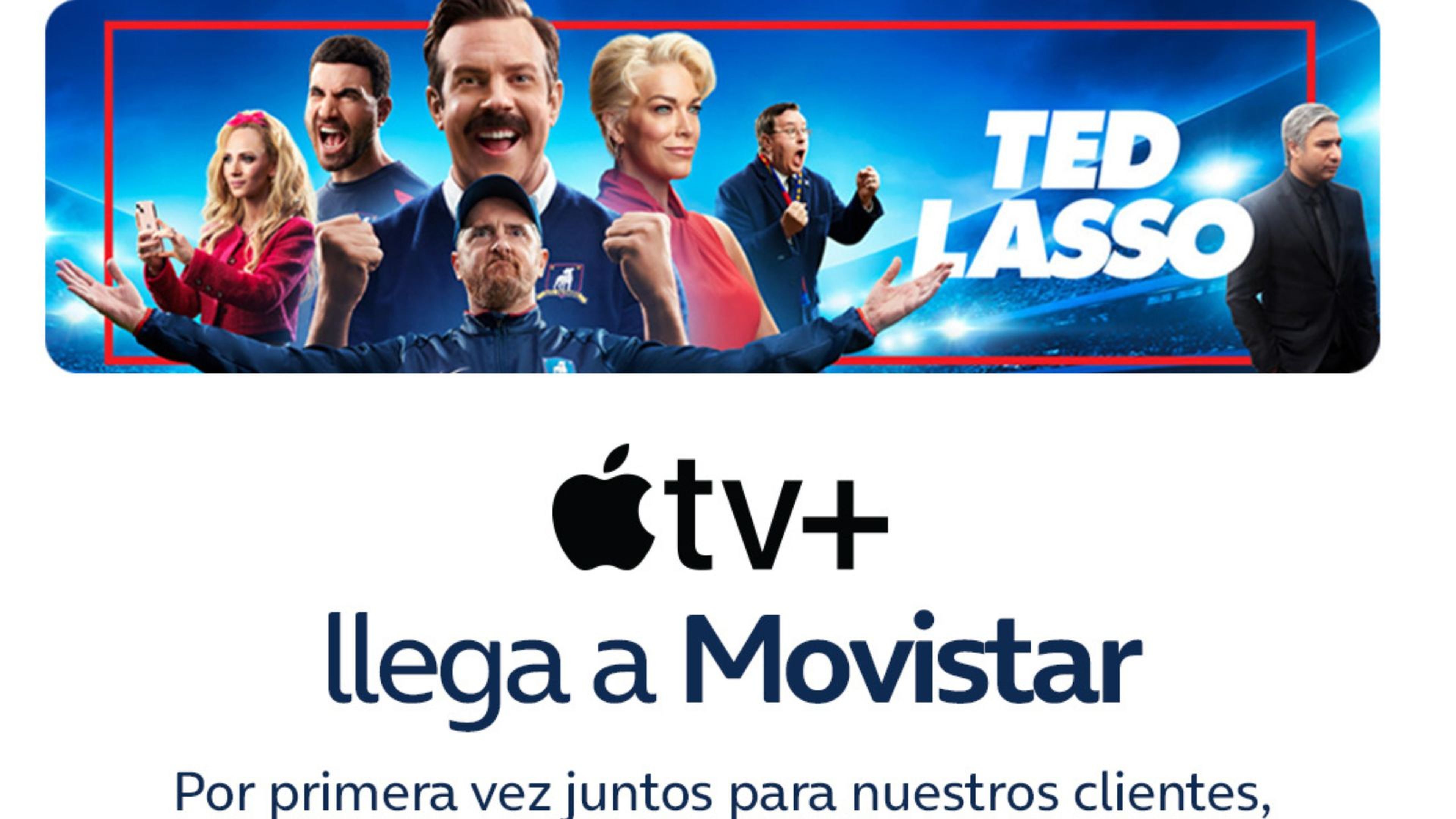 Cartel anunciador de la llegada de Apple TV+ a Movistar.