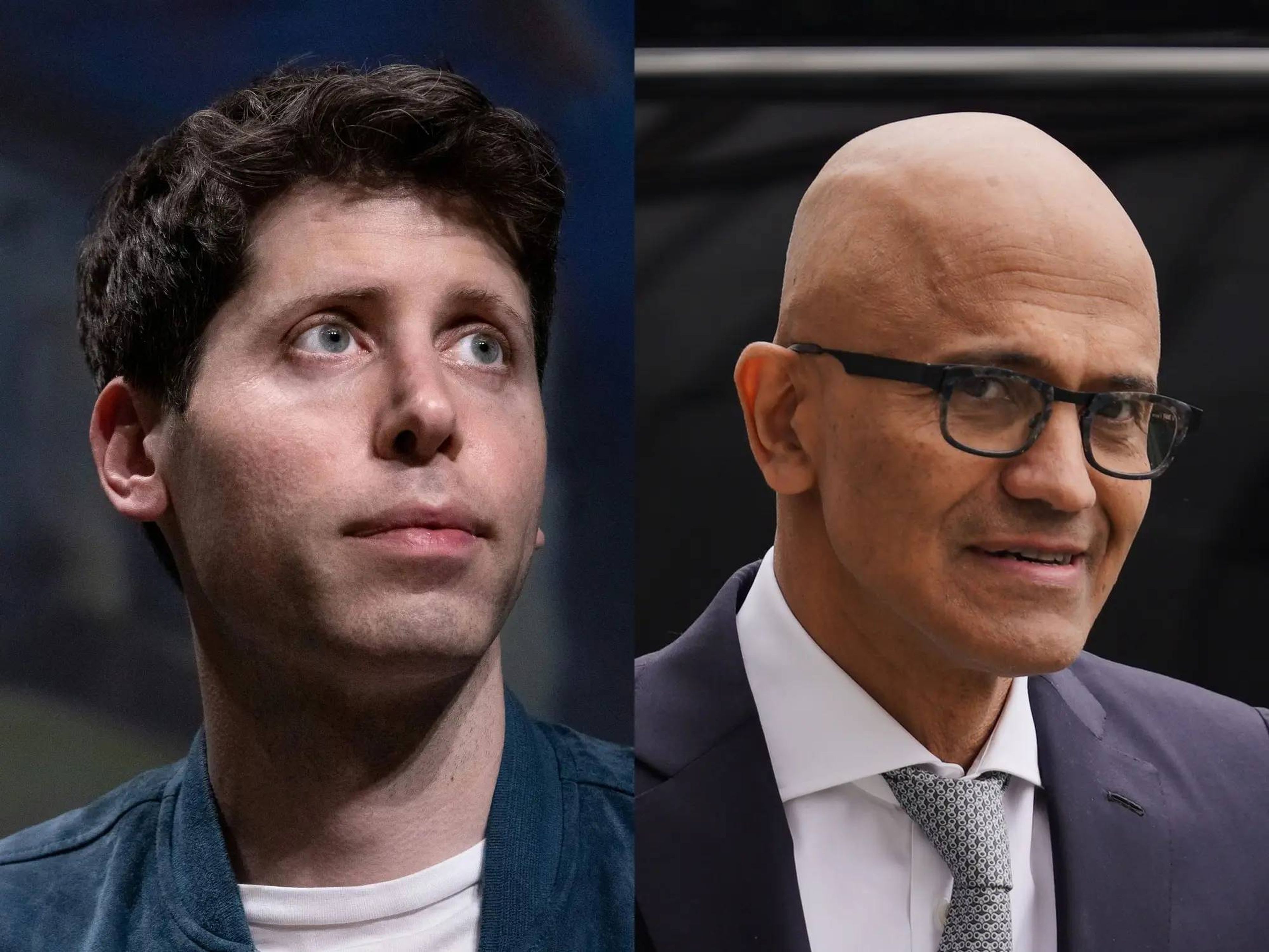 Sam Altman, CEO de OpenAI y Satya Nadella, CEO de Microsoft. 