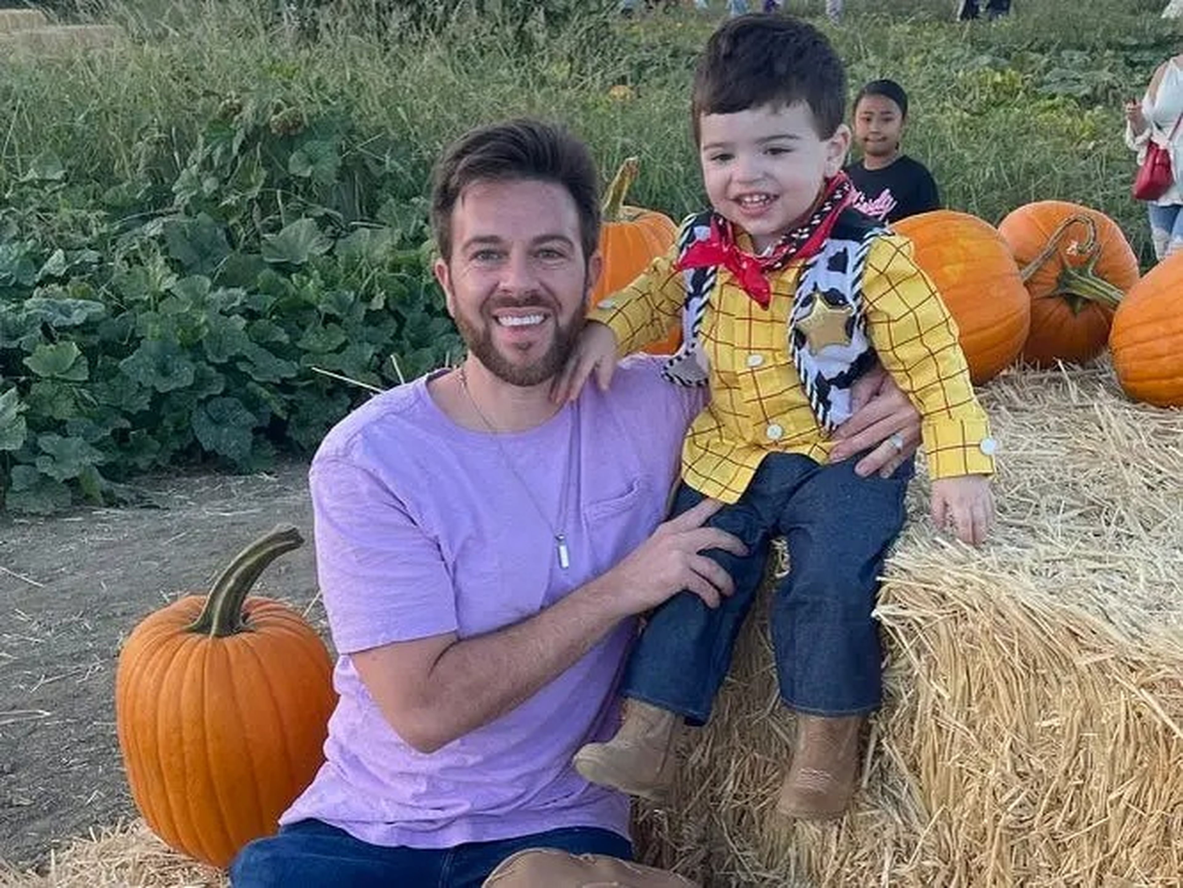 Father and son on farm