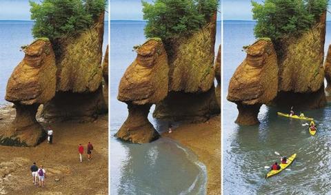 Bahía de Fundy, con las mareas más cambiantes del mundo.