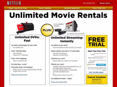 Netflix 2008 Este era el aspecto de Netflix en 2008.