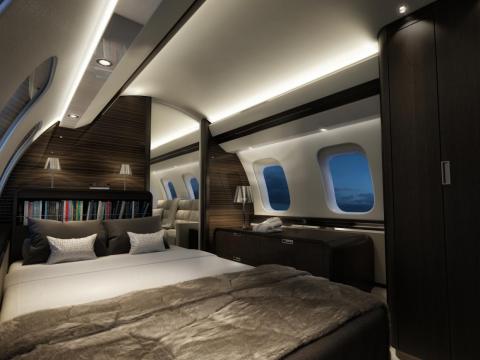 The Global 7000 is even available with a private bedroom. It's an important option, given the plane's more than 8,500-mile range — that means nonstop from New York to Sydney, Australia.