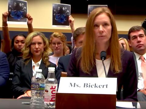 Facebook's Monika Bickert gives evidence to the House Judiciary Committee. Facebook's Monika Bickert gives evidence to the House Judiciary Committee.