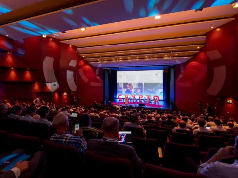 The main hall at the Crypto Valley Conference.