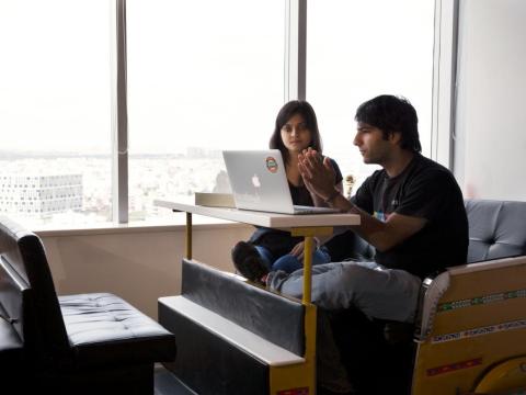Facebook employees in the company's offices in Hyderabad, India.
