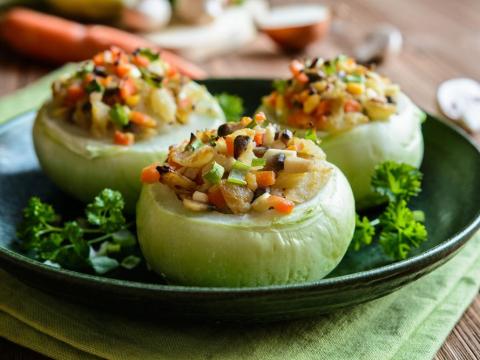 Kohlrabi is high in vitamins C, B6, and potassium.
