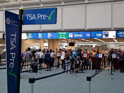 TSA check point at Orlando International Airport. TSA check point at Orlando International Airport.