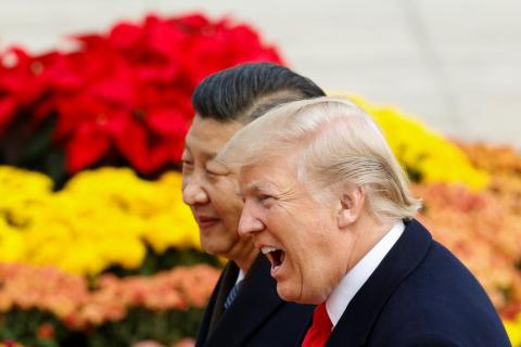 President Trump takes part in a welcoming ceremony with China's President Xi Jinping in Beijing. President Trump takes part in a welcoming ceremony with China's President Xi Jinping in Beijing.