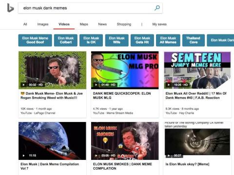 Bing's layout is essentially the same as Google's, with one exception when it comes to videos.