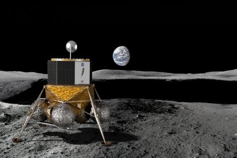Blue Moon is a concept for a "large lunar lander" that Jeff Bezos' aerospace company, Blue Origin, plans to build and launch. Blue Moon is a concept for a "large lunar lander" that Jeff Bezos' aerospace company, Blue Origin, plans to build and launch.