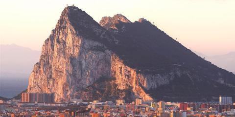 The Rock of Gibraltar stands behind La Linea de la Concepcion city on April 4, 2017 in Spain. Tensions have risen over Brexit negotiations for the Rock of Gibraltar.