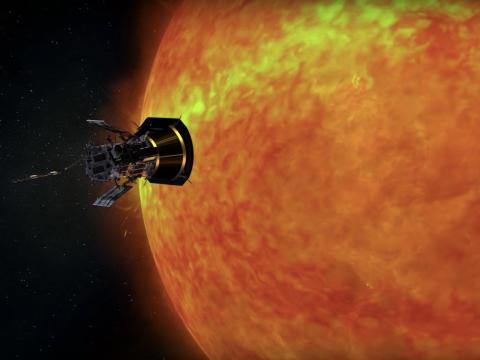 Una ilustración de la Sonda Solar Parker cerca del sol.