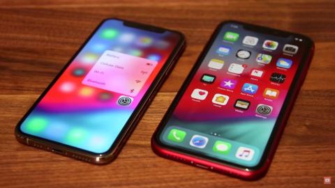 The iPhone XS and XS Max support 3D Touch, where you can push into the screen to get more menu options. The iPhone XR does not support 3D Touch, but it has a similar feature where touching and holding the display can make more