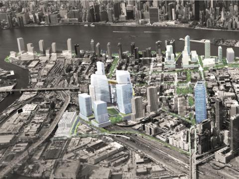 New York City's rendering of HQ2 in Long Island City, Queens. New York City's rendering of HQ2 in Long Island City, Queens.