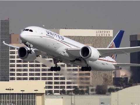 A United Airlines Boeing 787 Dreamliner.