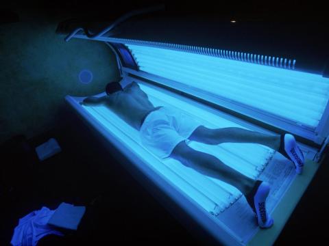 A sun lamp can also be called a "tanning bed." A sun lamp can also be called a "tanning bed."