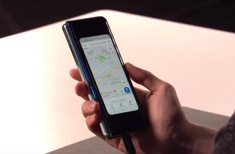 The Samsung Galaxy Fold was demonstrated on stage in San Francisco by Samsung representatives. The Samsung Galaxy Fold was demonstrated on stage in San Francisco by Samsung representatives.