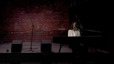Bareilles composed original music for the show "Little Voice," and played a sample for the crowd in the Steve Jobs Theater.