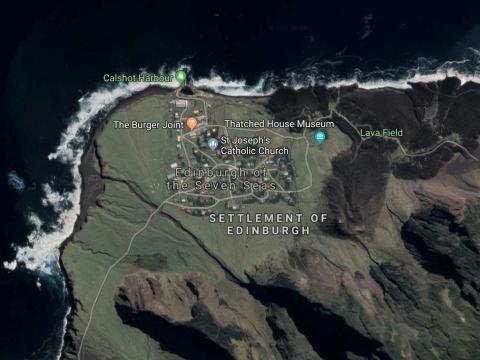 It lies at the edge of an island in the middle of the ocean, Tristan da Cunha.
