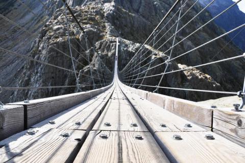 The Trift Bridge in Switzerland is 330 feet high. The Trift Bridge in Switzerland is 330 feet high.