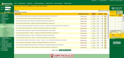 Captura de pantalla de la web de Mercadona.