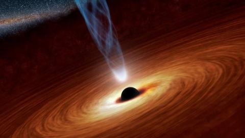 An artist's illustration of a supermassive black hole. An artist's illustration of a supermassive black hole.