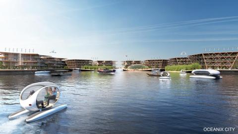 The designers recognize, of course, that most people will continue to live on land in the future.