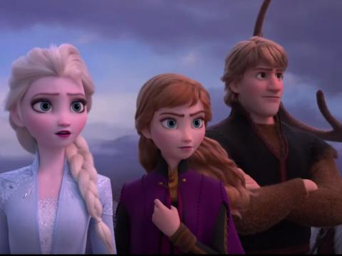Queen Elsa, Anna, and Kristoff together.