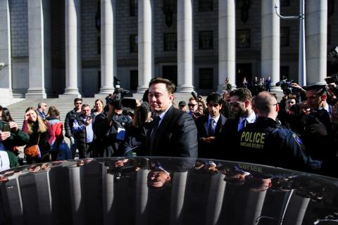 Tesla CEO Musk exits after attending a S.E.C. hearing at the Manhattan Federal Courthouse in New York Tesla CEO Musk exits after attending a S.E.C. hearing at the Manhattan Federal Courthouse in New York