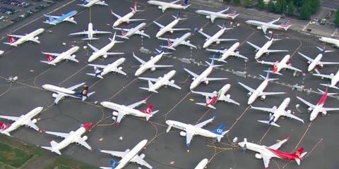 Boeing is crowding its employee parking lot with undelivered 737 Max jets, and the company says that's part of its 'inventory-management plan'