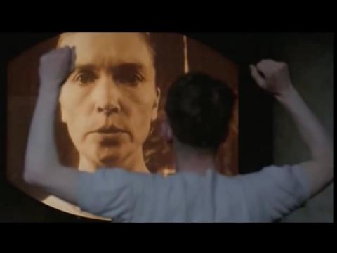 The telescreen — a TV which monitors and broadcasts to the people — in the 1984 MGM adaption of "1984."
