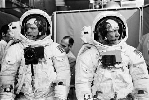 Apollo 11 astronauts Neil Armstrong and Buzz Aldrin. Apollo 11 astronauts Neil Armstrong and Buzz Aldrin.