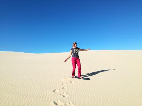 The author, Natalia Lusinski, sandboarding in New South Wales, Australia. The author, Natalia Lusinski, sandboarding in New South Wales, Australia.