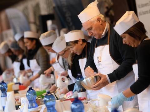 The chefs used 50,000 ladyfingers for the record-breaking tiramisu.