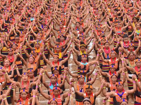 The record attempt was organized by the Konyak Union from the Mon District in the Indian State of Nagaland.