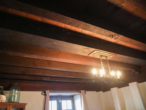 The original ceiling beams, constructed of ship wood, are still in parts of the castle like the dining room.