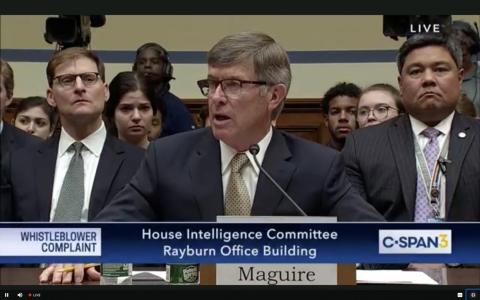 Acting Director of National Intelligence Joseph Maguire testifies before the House Intelligence Committee about the whistleblower complaint on Wednesday.