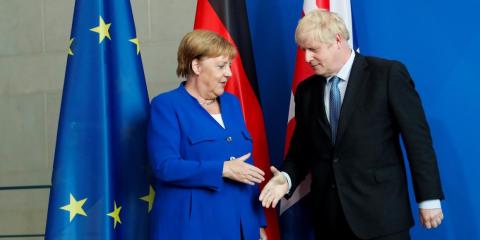 Angela Merkel and Boris Johnson. Angela Merkel and Boris Johnson.