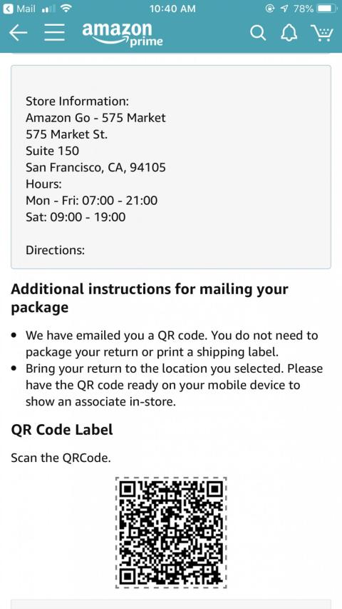 Customers have to scan a QR code to process a return.