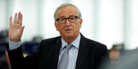 European Commission President Juncker addresses the European Parliament during a debate on Brexit in Strasbourg