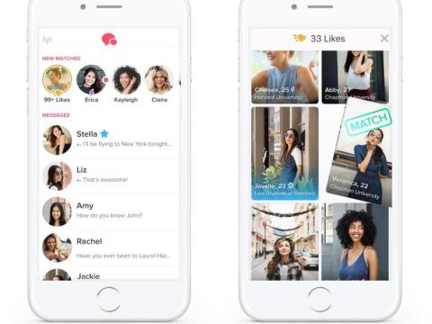 Screenshots of Tinder Gold, the app's premium paid service.