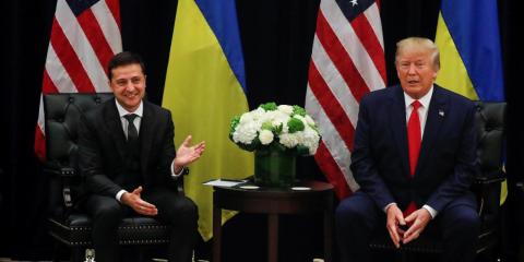 President Donald Trump listens during a bilateral meeting with with Ukraine's President Volodymyr Zelensky on the sidelines of the 74th session of the United Nations General Assembly (UNGA) in New York City, New York, September 25 President Donald Trump listens during a bilateral meeting with with Ukraine's President Volodymyr Zelensky on the sidelines of the 74th session of the United Nations General Assembly (UNGA) in New York City, New York, September 25