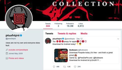 Just a few hours later announcing his break, Kjellberg suddenly deleted his Twitter account, which had nearly 20 million followers. The action was preceded by a YouTube video in which he said Twitter had "become such a cesspool of