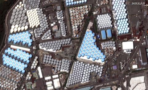 Waste containers at Fukushima on October 8, 2019.