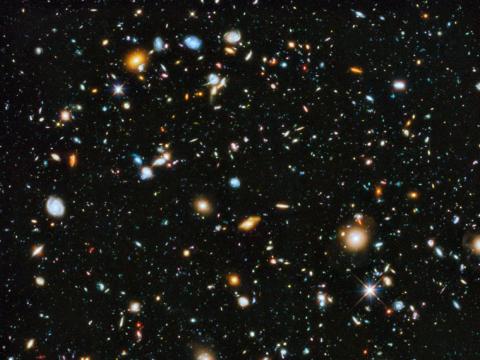 Nine years' worth of observations by the Hubble Space Telescope revealed about 10,000 galaxies in one of the deepest, darkest patches of night sky in the universe. Nine years' worth of observations by the Hubble Space Telescope revealed about 10,000 galaxies in one of the deepest, darkest patches of night sky in the universe.