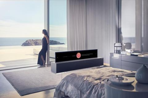 The TV can also be used as a slimmer screen for simple functions, like listening to music or seeing the weather and time.