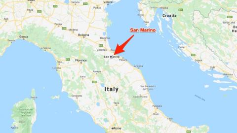 San Marino se encuentra completamente dentro de Italia.