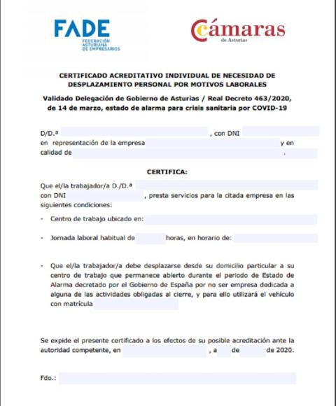 Certificado trabajadores