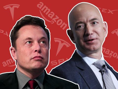 Elon Musk and Jeff Bezos have feuded over their respective space ambitions. Elon Musk and Jeff Bezos have feuded over their respective space ambitions.